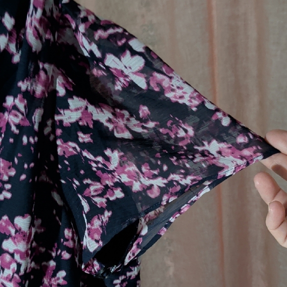 DKNY Black and Pink Floral Midi Dress - Picture 4 of 7